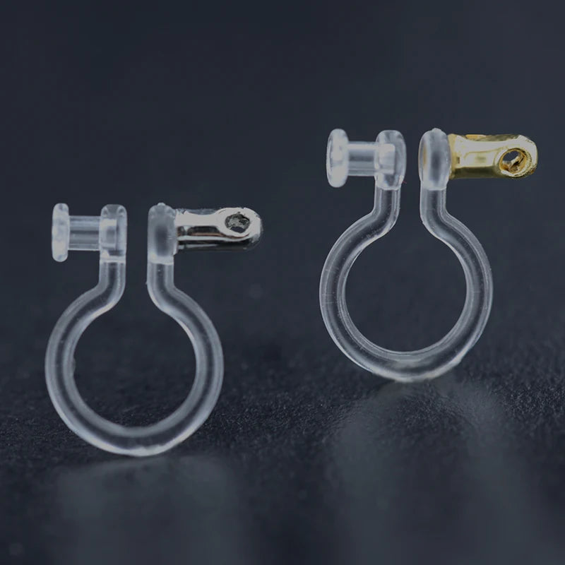 Clear Hypoallergenic Plastic Resin Ear Clip Earrings Double-Ended U-Shaped Ear Hook for Parties Weddings Classic Style for Gifts