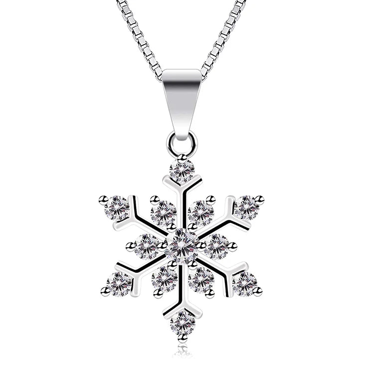 Wholesale Snowflake Necklace for Christmas Gift 925 Sterling Silver Pendant Necklaces MegaBDM