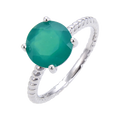 C5035 Abiding Twist Band Stackable Rings Round Natural Green Agate 925 Sterling Solitaire Silver Ring for Women