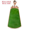 Certified Grade a Spinach Green Hetian Jade Green Jade Lucky Pendant 18K Gold Natural Jade Pendant Necklace for Men and Women