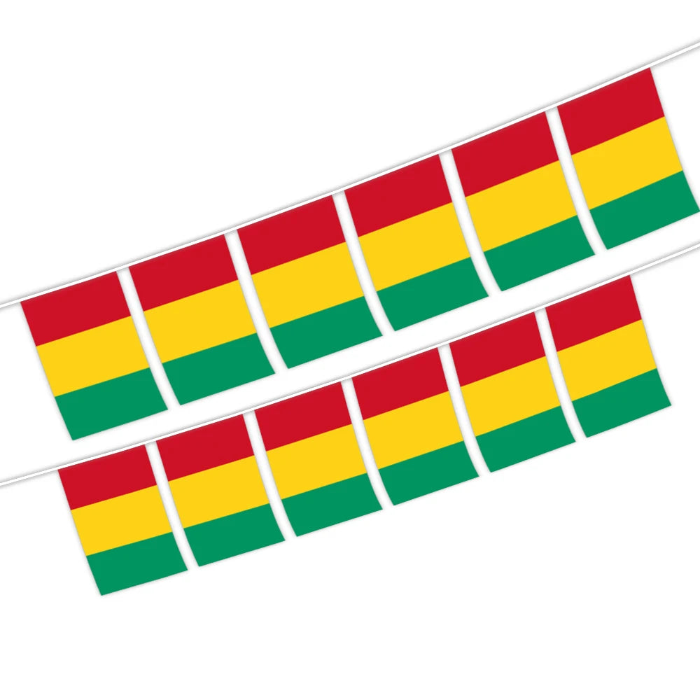 Guinea Flag Bunting 20 Flags 6M Polyester Banner Red Yellow Green Vertical Stripes for Party Decoration