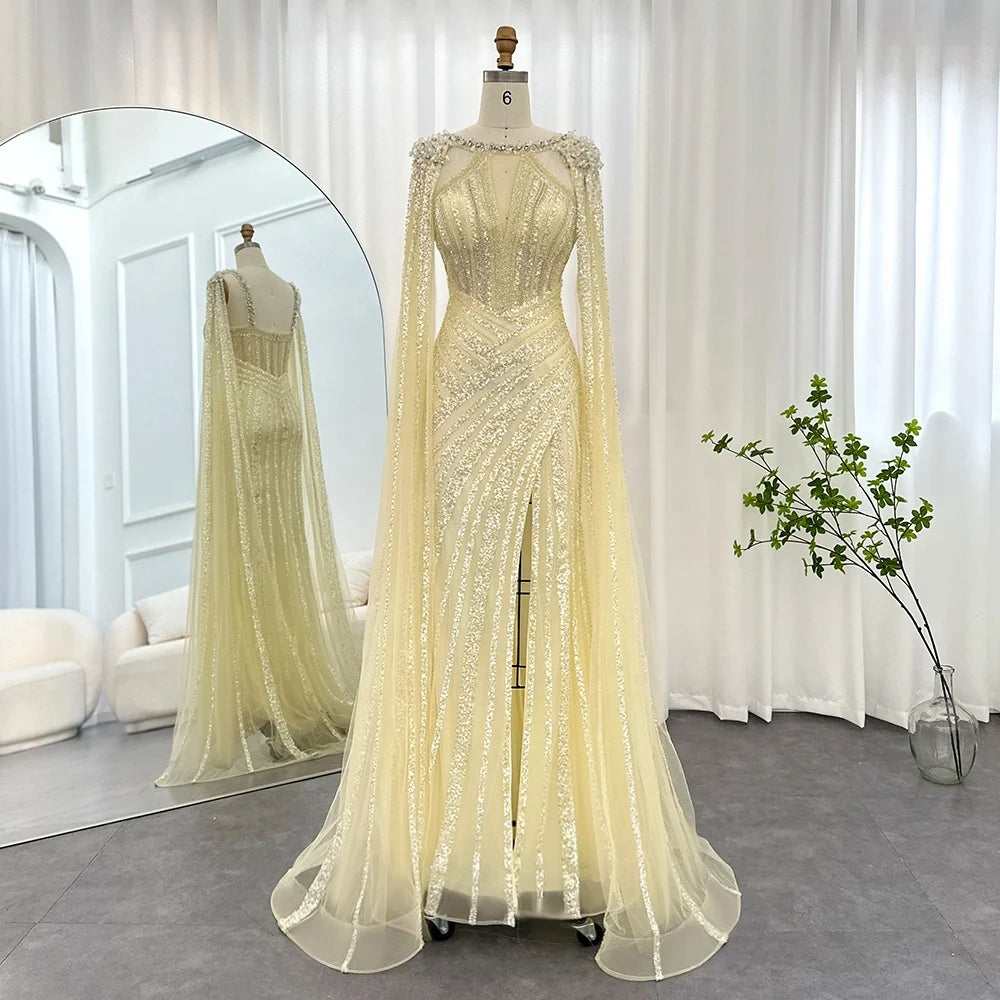Jancember SZ203 Dubai Beaded Sequins Prom Evening Plus Size Women's Dress With Shawl