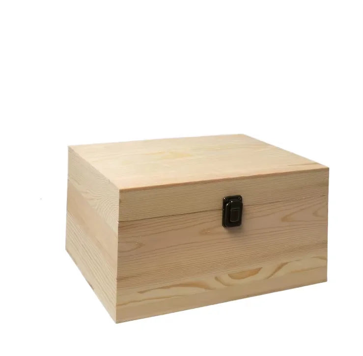 JUNJI Cash Jewelry Box Children DIY Craft Stash Gift Boxes Rectangle Unfinished Handmade Necklace Pine Wood Natural Wooden Box