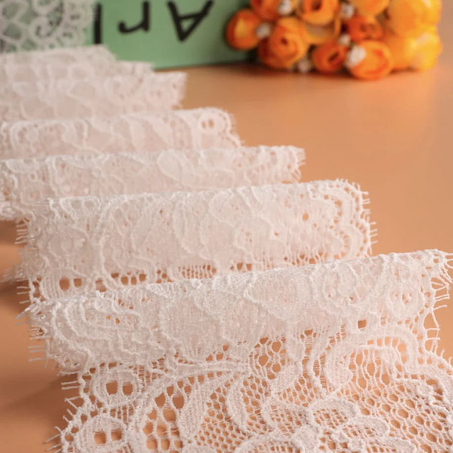 Wholesale Women Luxury Lace Trim Fabric 8.3cm Elastic Lace Lace Edging Thick Wavy Small Side