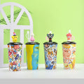16 oz Customizable Reusable Doll Figurine Head PP Tumbler Bottle with Lid and Straw 500ml Capacity for Bubble Tea and Juice