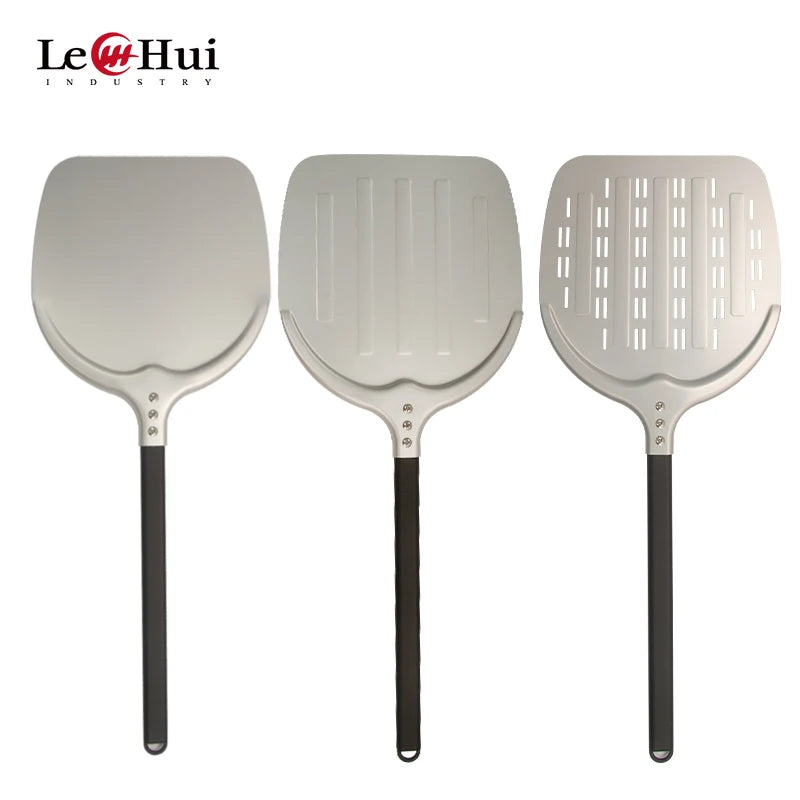 Perforated Pizza Peeler Aluminum Pizza Peel Anodized Folding square Pizza Peel Shovel Flat Turning Peel Baking Spatula Paddle