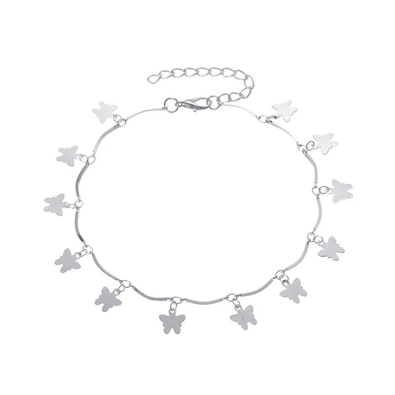 WJ-10231 National Style Multi-tassel Pendant butterfly Simple Beach Foot Chain Women Vendor Anklets