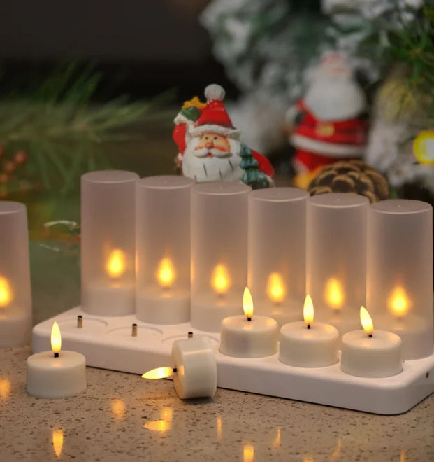 Home Decoration 3D 12pack Real Flame Battery Operated Led Candle with Remote Timer Flameless Candles Rechargeable Battery