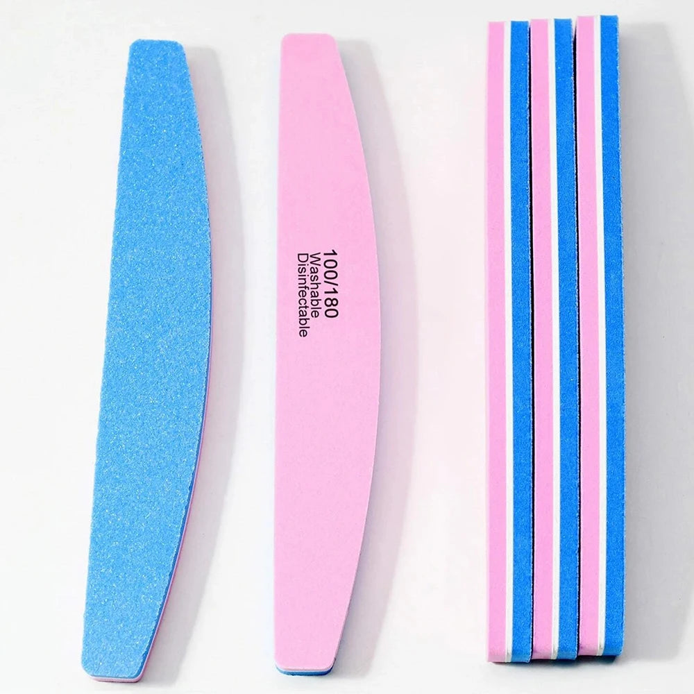 Professional Double Sided Nail File Soft Sponge Nail Buffer File Manicure Tools Nail Files 100/180