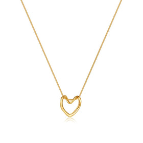 Fine Jewelry Gold Plated Hollow Charm Choker Necklace Stainless Steel Heart Pendant Necklace Jewelry