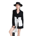 Women's Coats and Jackets  Black and White Fashion Jacket Retro Nostalgic Waist-Tight Mid-Length Suit Coat for Women