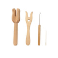 Knitting Fork Wooden (2 PCS)+ Knit Hook Set Handmade DIY Bracelet Craft Braider Weaving Tools