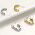 EC1834 Dainty  Womans Fashion 18k Gold Plated Croissant CZ Baguette Huggie Hoops Earrings