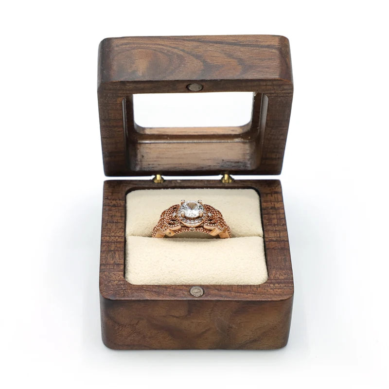 Customized Logo Wooden Vintage Style Jewelry Box for Necklace Ring Earrings Packaging-Personalized Jewelry Boxes