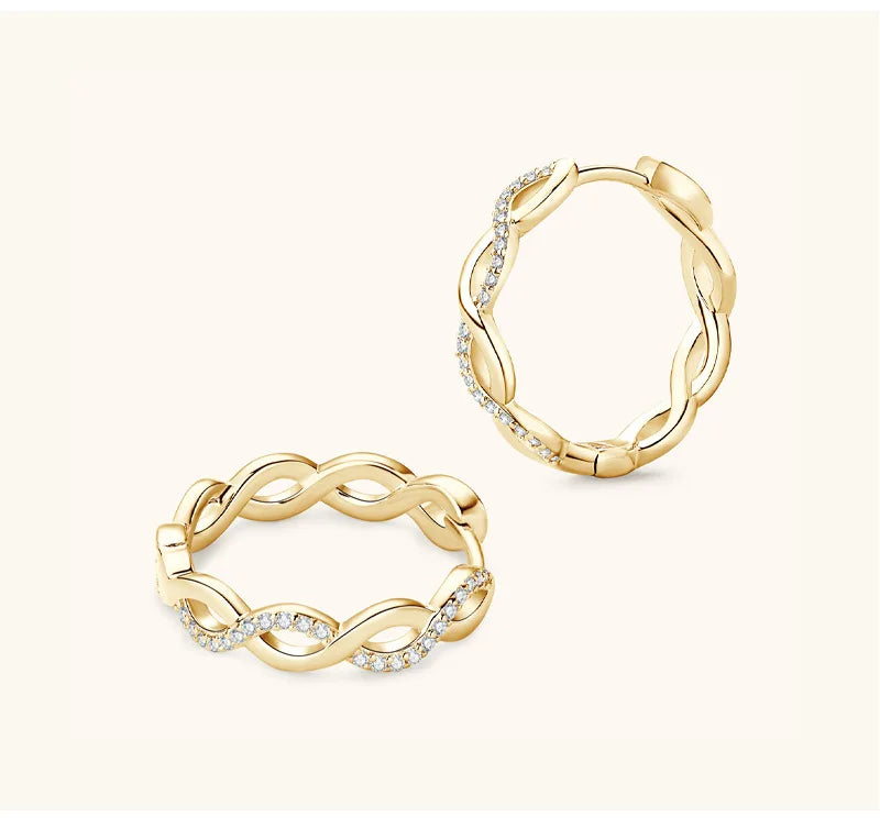 Fashion Jewelry Grade D Moissanite Diamond Hoop Earrings 925 Sterling Silver 0.11+0.11ct Moissanite Huggie Earrings Women