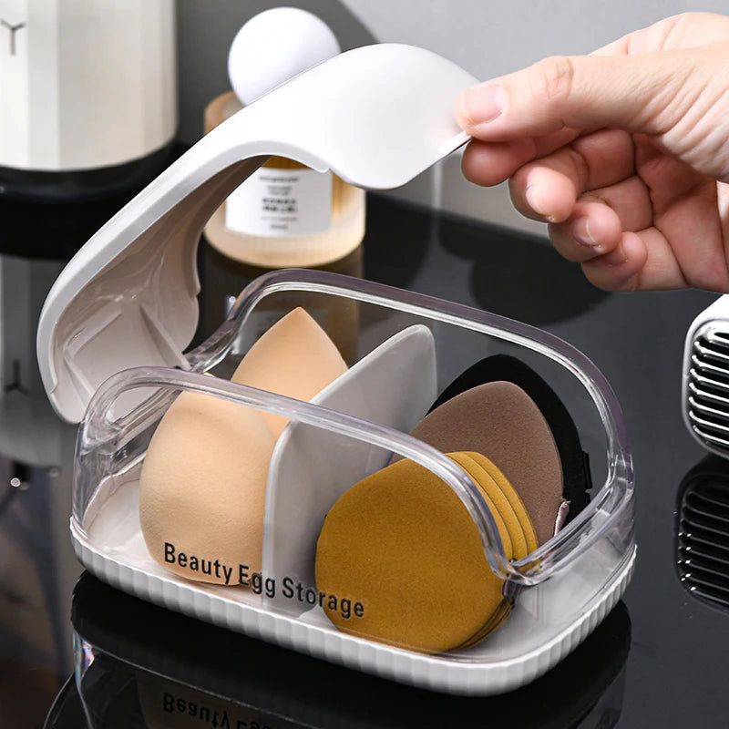 Silicone Beauty Egg Storage Box Dust Proof Portable case Beauty Egg Storage Tools Contains 2 Beauty Eggs and 8 Powder Puffs