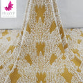 New Hot Sale White Heavy Beaded Pearls Lace With Sequins French Wedding Bridal Lace Dress Fabric HY1964