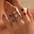 Hot Selling Women Versatile Stainless Steel Colorful Oval  Zircon Ring Opening Titanium Steel Ring Wholesale