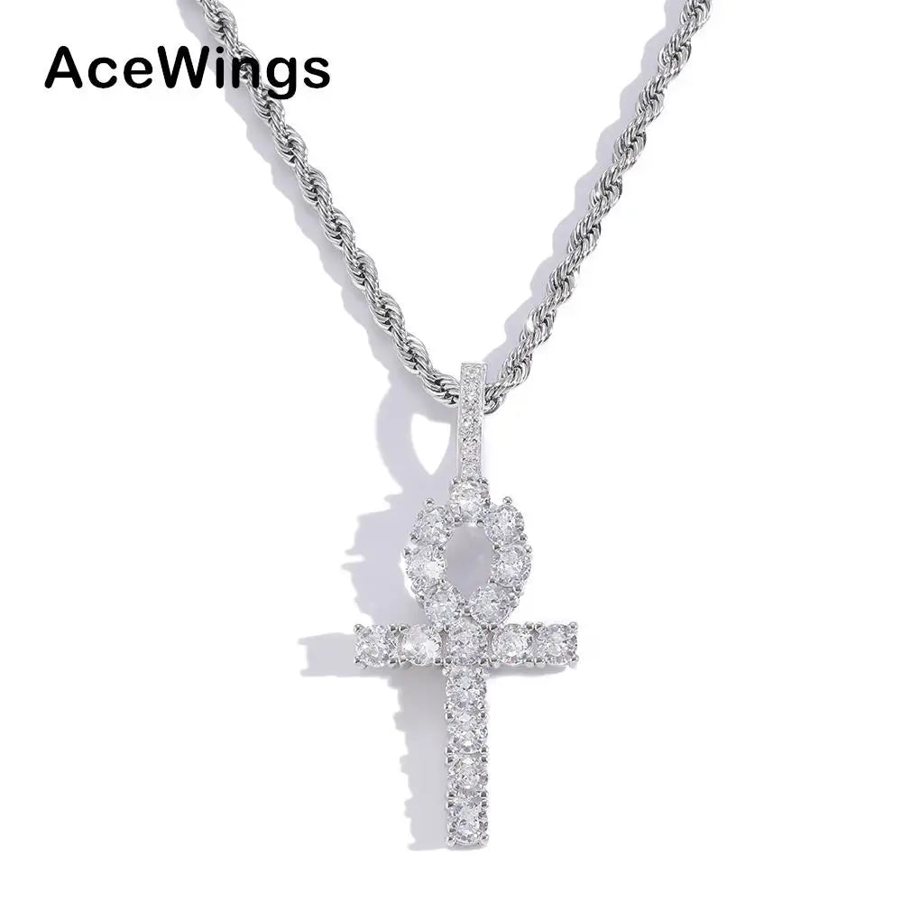 SP003 925 Sterling Silver Jewelry Men and Women Cross Pendant Necklace Hip Hop Jewelry
