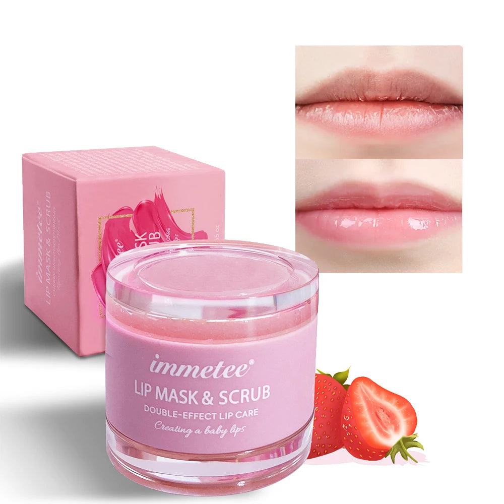 IMMETEE Lip Sugar Scrub Private Label Organic Strawberry Moisturizing Exfoliator Sugar Lip Maskes Lip Balm