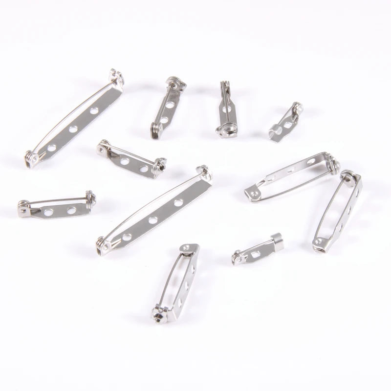 316l Stainless Steel Safety Locking Pin Backs Flat Back Brooches Craft for Tag Bag