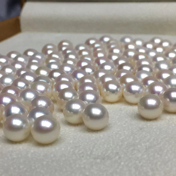 Natural Chinese Freshwater Akoya Pearls 4A-6.5-9.5mm Round White Loose Half-Hole Half-Hole Pearls