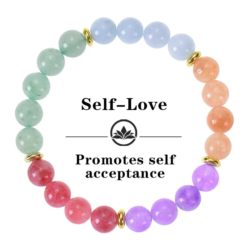 Fashion Strawberry Quartz Aquamarine Bracelet Natural Stone Beaded Self-Love Crystal Bracelet for Women