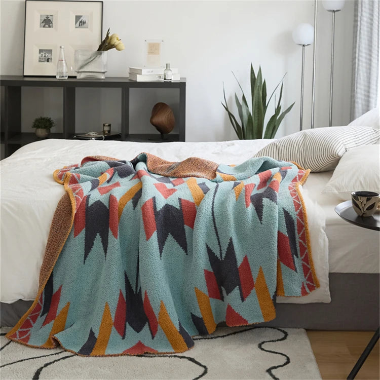 ASY Soft Nordic Microfiber Fluffy Knitted Throw Blanket Home Decor Rest Sleeping