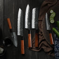 Grandsharp 5pcs Handmade Kitchen Knives Set 3 Layers Japanese AUS-10 Steel Chef Knives Set Santoku Nakiri Slicing Cooking Tool