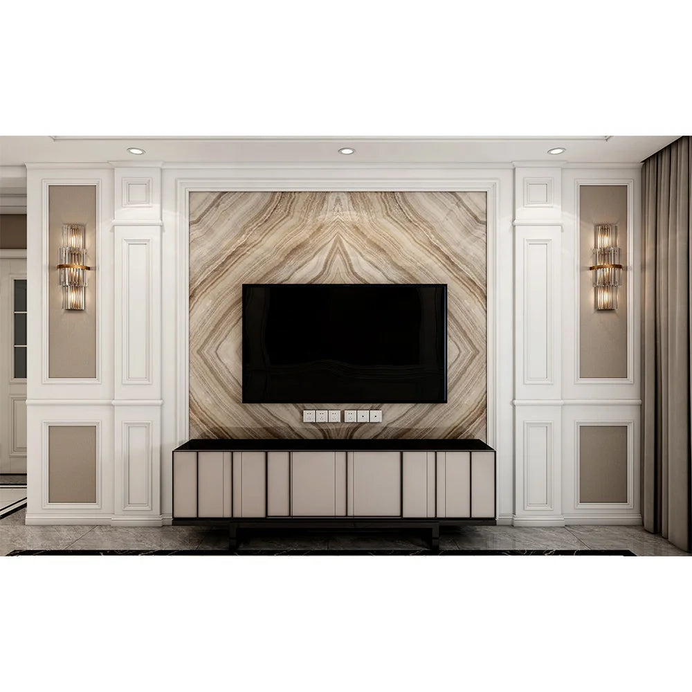 Wpc Wall Board Matt Marble Impact Resistant Hotel Tv Background Wall Panel for TV-background