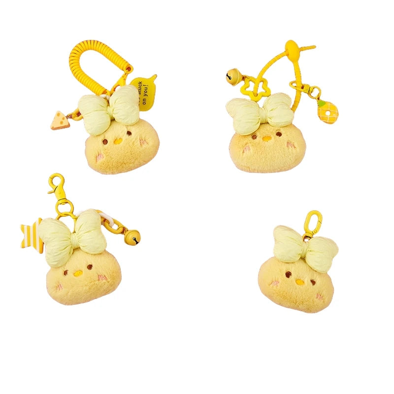 Cartoon Plushie Keychain Cute Soft Stuffed Animals Toys Chick Plush Doll Keyring Women Handbag Charm Pendant Mini Chick Keychain