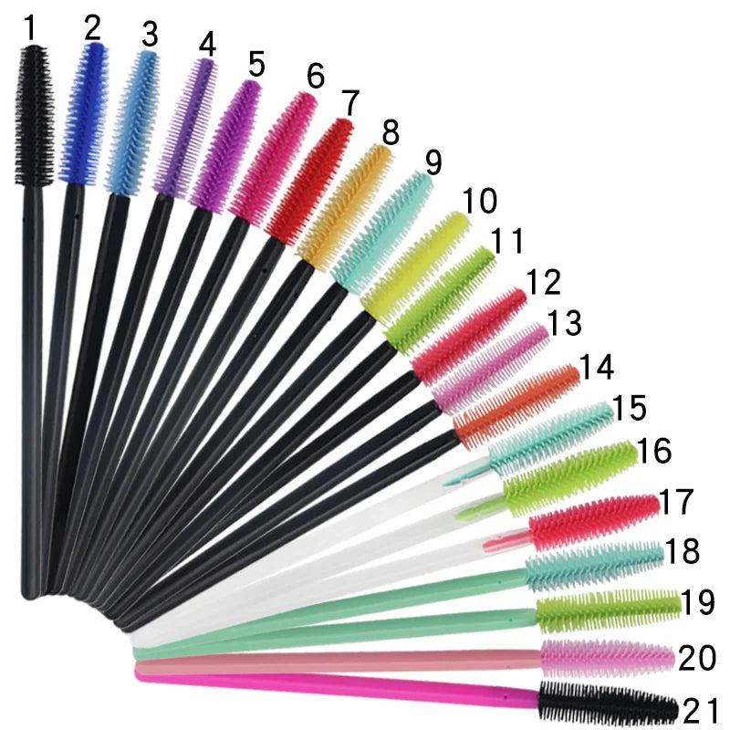 50pcs Silicone Brushes Disposable Eyelash Tool Comb Mascara Wands Makeup Brushes Individual Applicator Kit for Eye Applicator