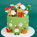 Hot Santa Claus Xmas Ornaments Decoration Cake Accessories Resin Christmas Ornaments Cute Cottage Snowman Santa TreeCake Toppers