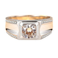 Wish Jewelry Brilliant 925 Sterling Silver Gold Plated Ring Jewelry 1/2 Ct D Color Vvs Moissanite Diamond Male Ring