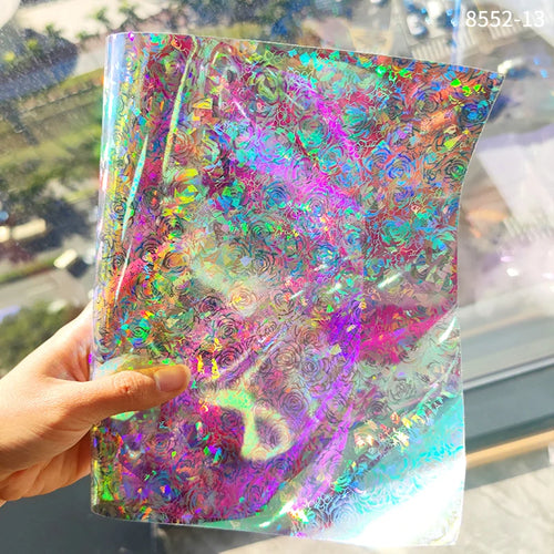 0.2MM Printed  Biodegradable Laser Hologram TPu  pink Color Transparent Composition Film for Making Bags