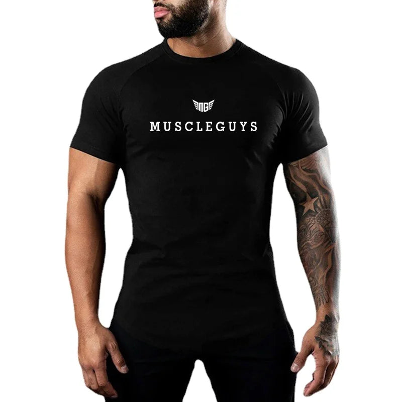 Wholesale Cotton Breathable Short Sleeve T-Shirt Gym Sport Workout Training Running Shirt Mens Bodybuilding Fitness Work Clothes