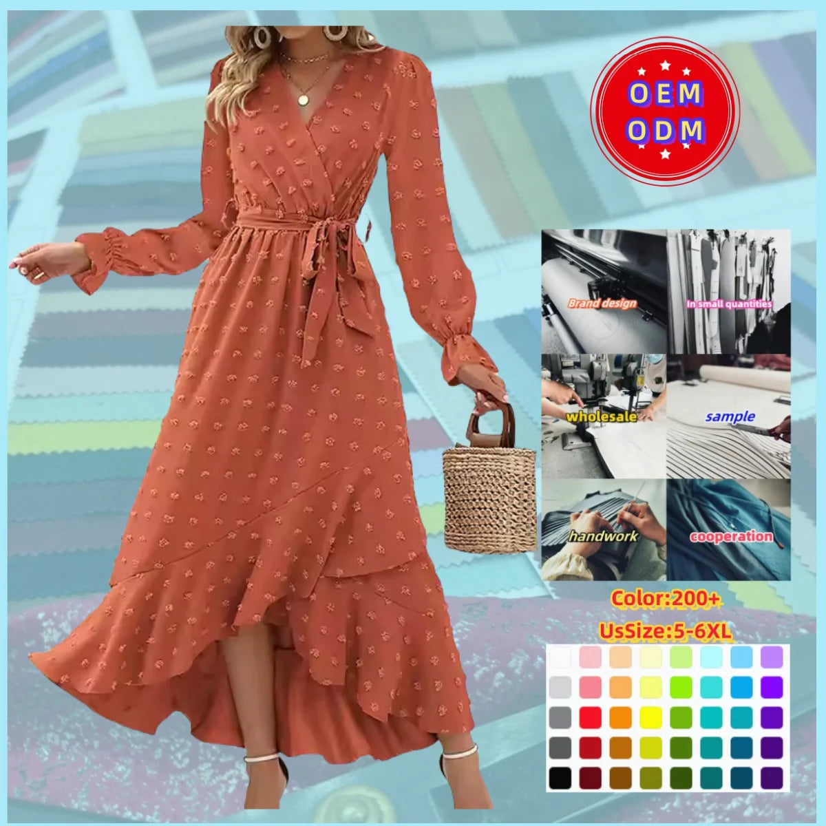Women's Boho Cocktail Maxi Dress 2025 Spring Summer V Neck Dot Long Sleeve Flowy Slit Wedding Party Dresses  Stylish Fashion