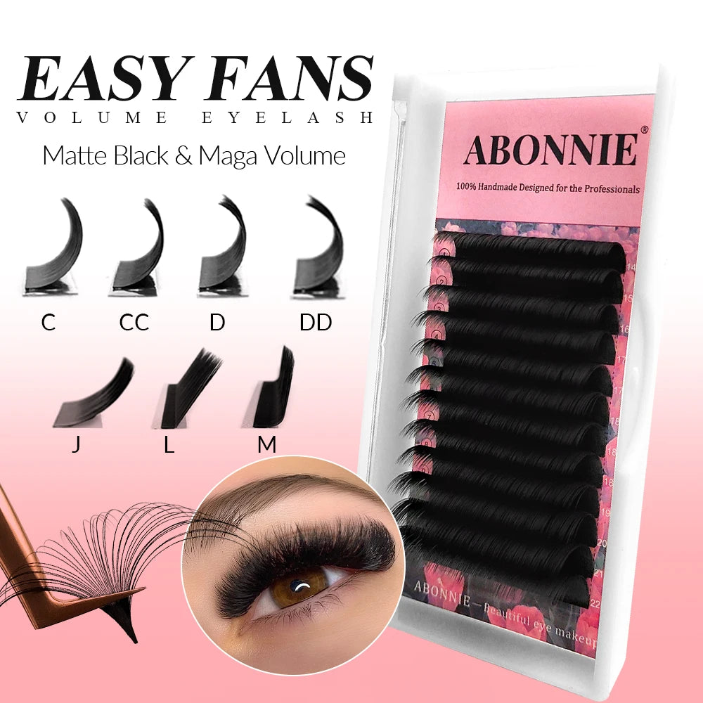 Abonnie J C Cc D Dd L M Fluffy Matte Extension De Cils Easy Fans Lash Trays Personaliable Cashmere Easy Fan Lash Extension Trays
