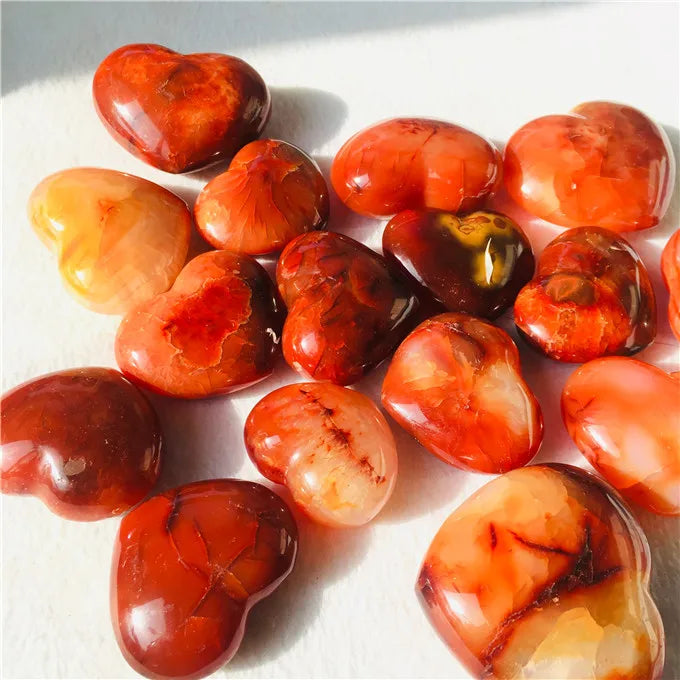 Natural Carnelian Heart Red Agate Heart Crystal Quartz Heart