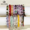 JD Natural Stone Amethyst Tourmaline Quartz Irregular Bracelet Women Quality Energy Crystal Elastic Rope Bracelet Couple Gift