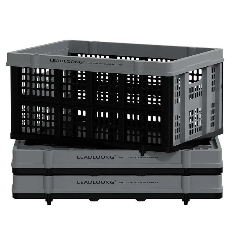 LEADLOONG Foldable Plastic Storage Baskets 56*40*27.3cm/22*15.7*10.7inch for Garage Home & Garden OEM/ODM Available