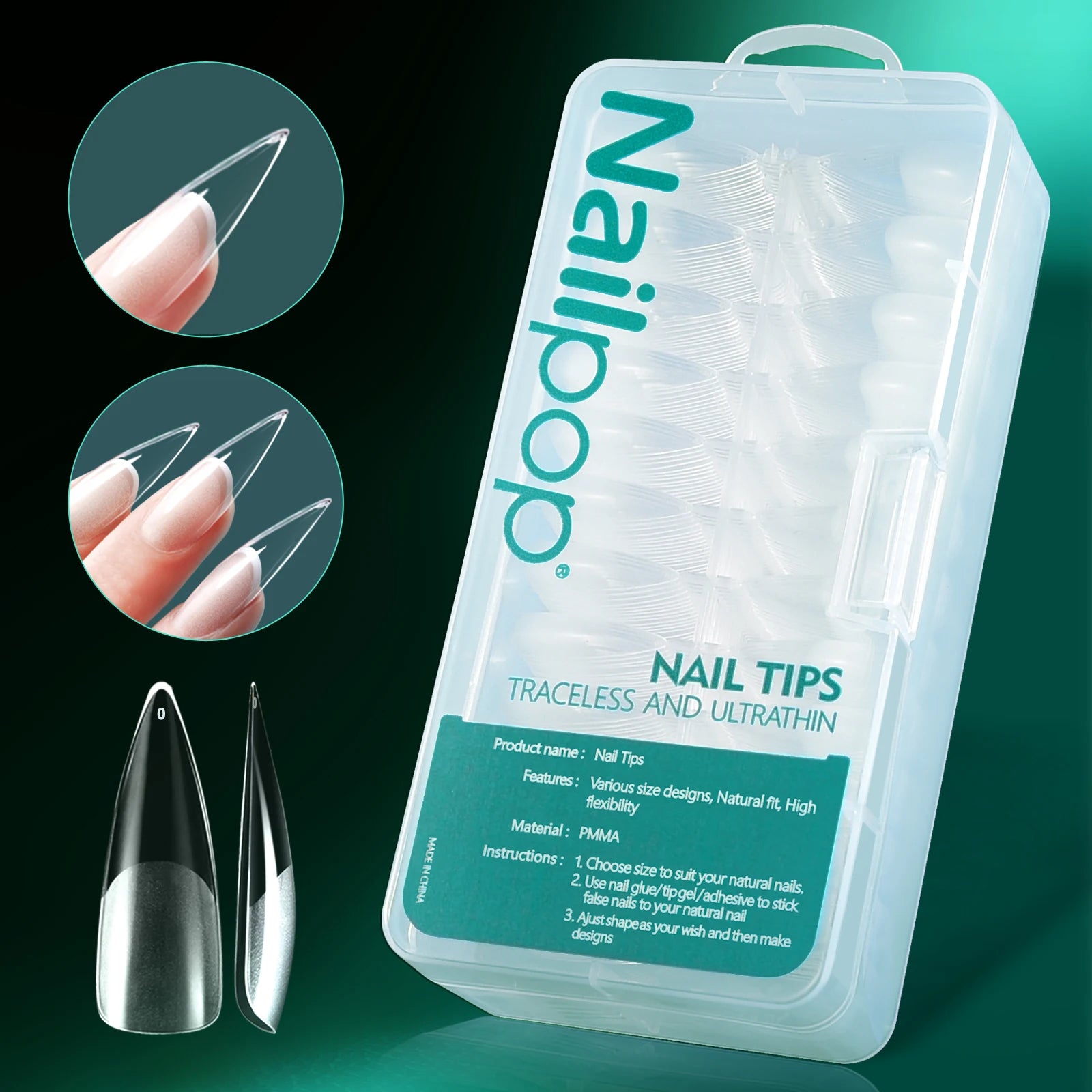 Nailpop 600pcs Faux Ongles Stiletto Coffin Design Acrylic Press-On Artificial Fingernails False Nail Extensions Fake Nails