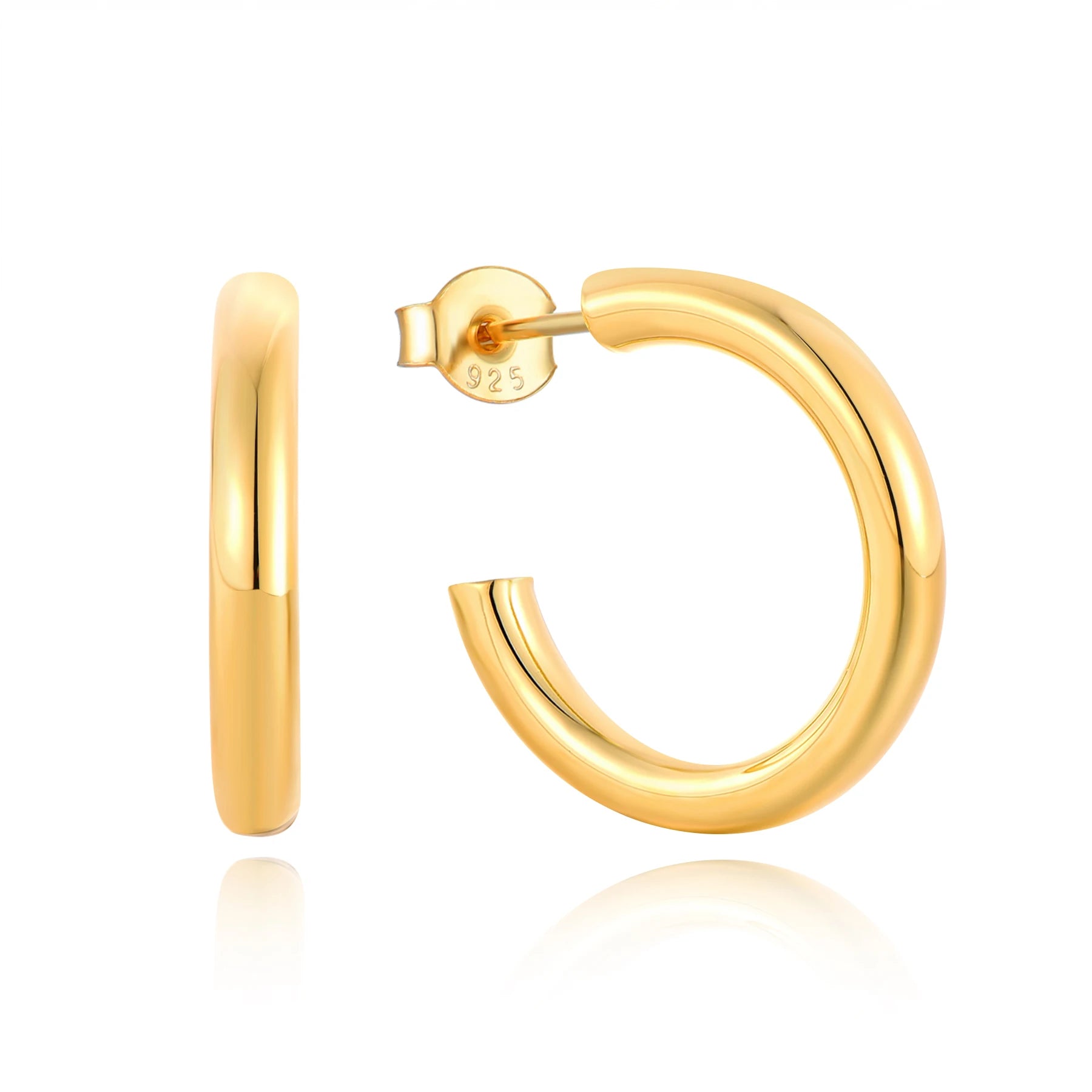 QX Custom OEM Minimalist Design 925 Sterling Silver Vintage Fine Jewelry 18k Gold Plated Hoop Huggie Stud Earrings Women Luxury