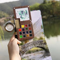 Handmade Portable 15 Grids Mini Watercolor Paint Palette Lid Wooden Empty Paint Palette Box Targeted for Art Enthusiasts