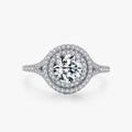 Ailmay Fashion Luxury 925 Sterling Silver Sparkling 5A Zirconia Round Rings for Women Charm Classic Wedding Statement Jewelry