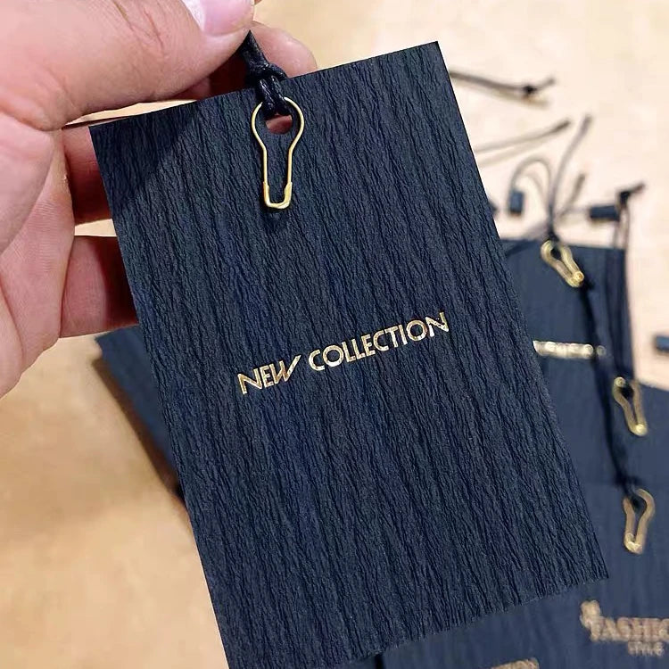 Factory Wholesale Custom Logo Embossed Printed Clothing Hang Tags Luxury Garment Brand Name Price Label Paper Tags