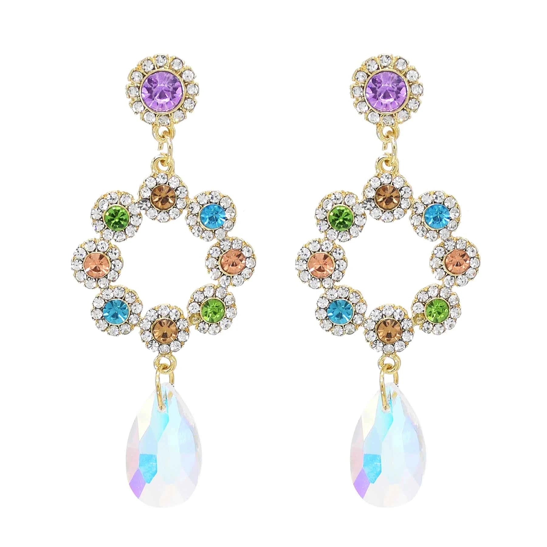 Rhinestones Women Drop Earrings Elegant Crystal Pendant Wedding Party Statement Earrings