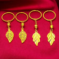 Plated Twist Leaf-Shaped Earring Ear Ring Gold Maple Leaf Fashion Ornament Wholesale Live Earrings
