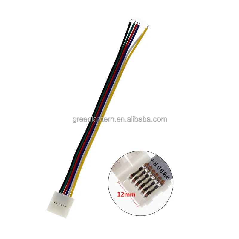 6Pin LED Connector 12mm Width 1 Connector for RGB+CW+WW RGBCCT RGBWW LED Strip Light 6 Pin Cable Connector