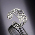 Spider Web Rings for Women Men Open Adjustable Ring Stainless Steel Punk Style Hollow